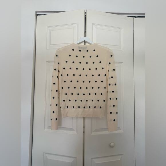 Theory Crewneck Polka Dot Merino Wool Sweater Ivory and Black Size Small - Picture 9 of 9
